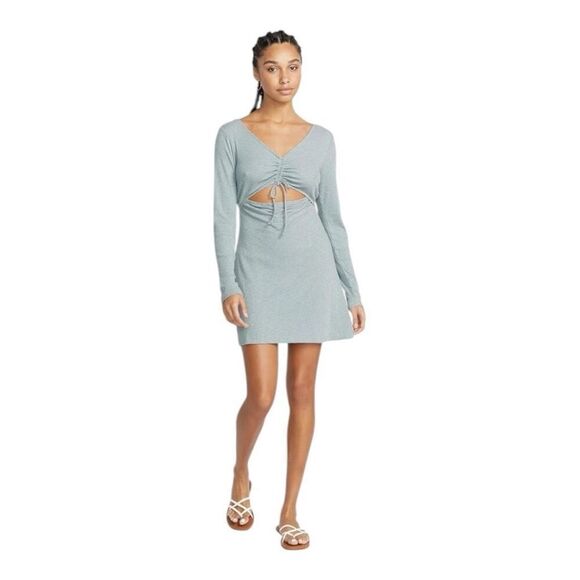 Volcom Go Off Girl Cutout Long Sleeve Dress Size XS Smokey Blue - Picture 3 of 6